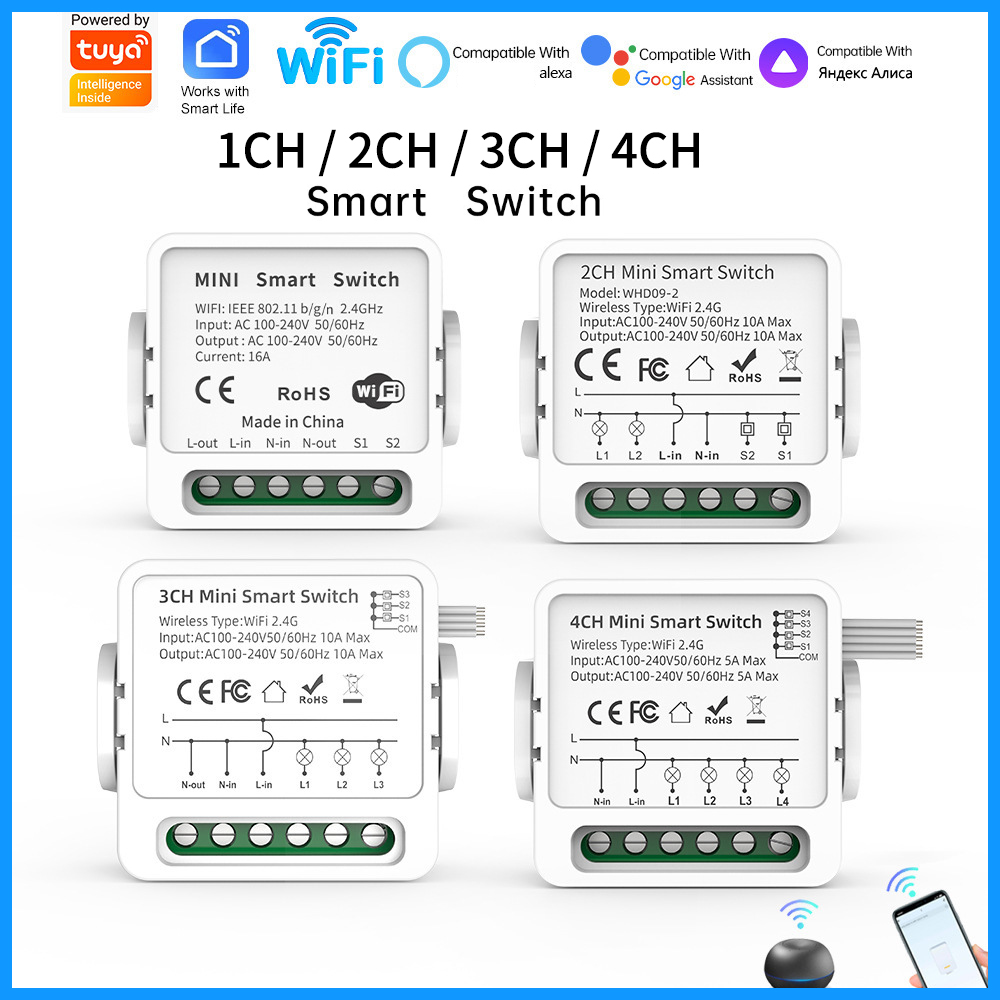 Smart Home Lighting Control - Tuya WiFi Smart Switch 1/2/3/4 Gang